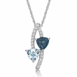 Sterling Silver Rhodium Created White Sapphire & Heart Cut Sky Blue Topaz 18 Necklace Sterling Silver Rhodium Created White Sapphire & Heart Cut Sky Blue Topaz 18 Necklace